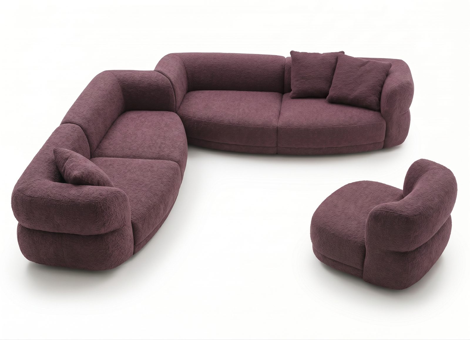 Modular sofa set presented in fabric and colour, produced for an Italian manufacturer