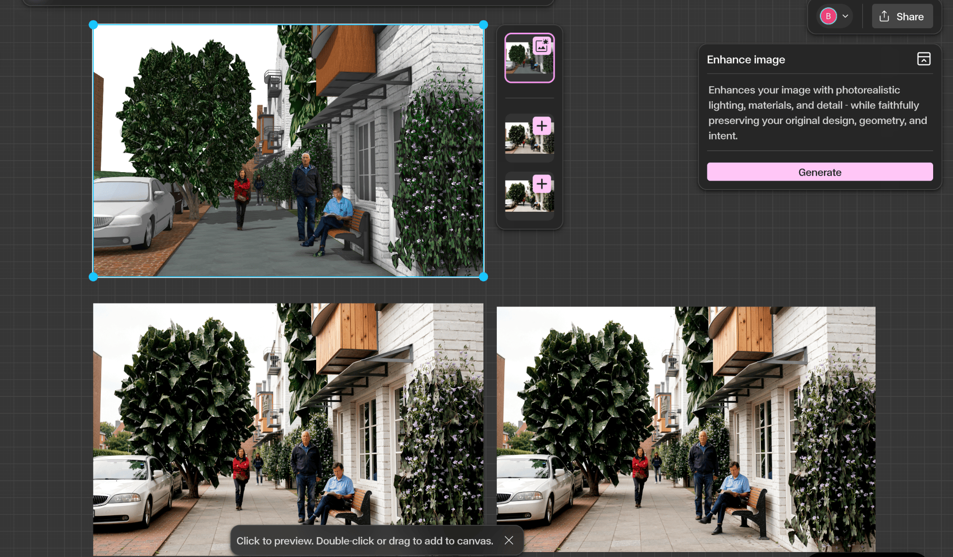 Generate and add to canvas