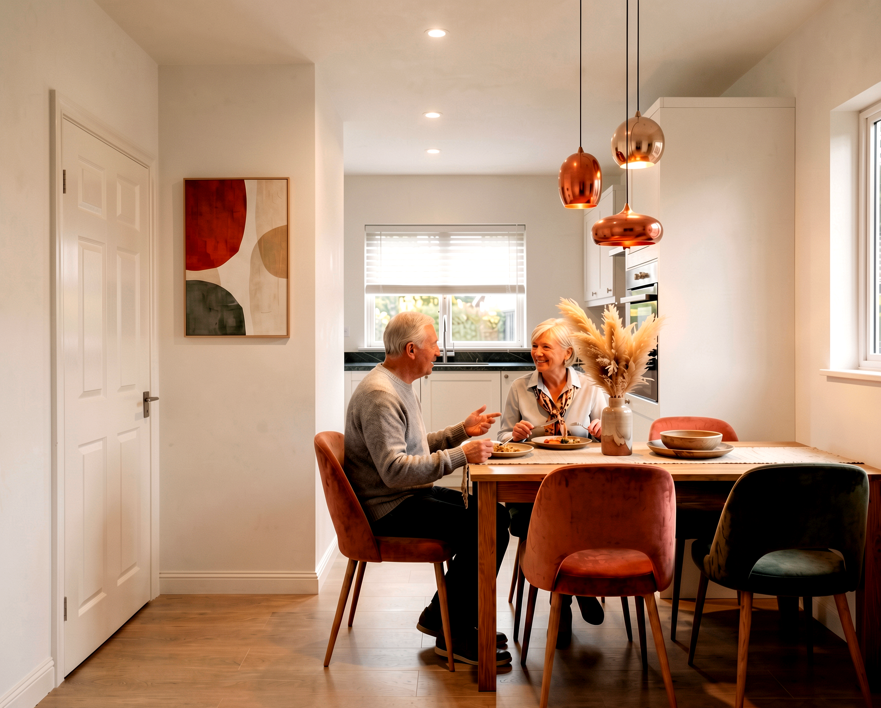 Populated dining scene for a Lafford Group home generated in Gendo