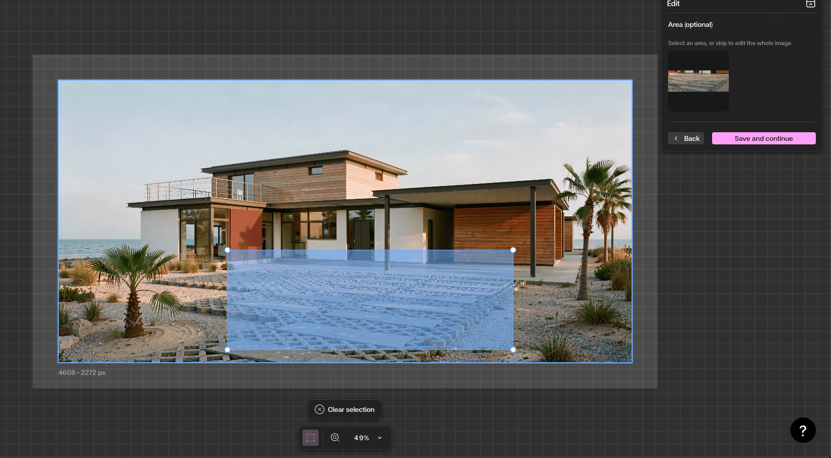 Click Select area and draw the edit box