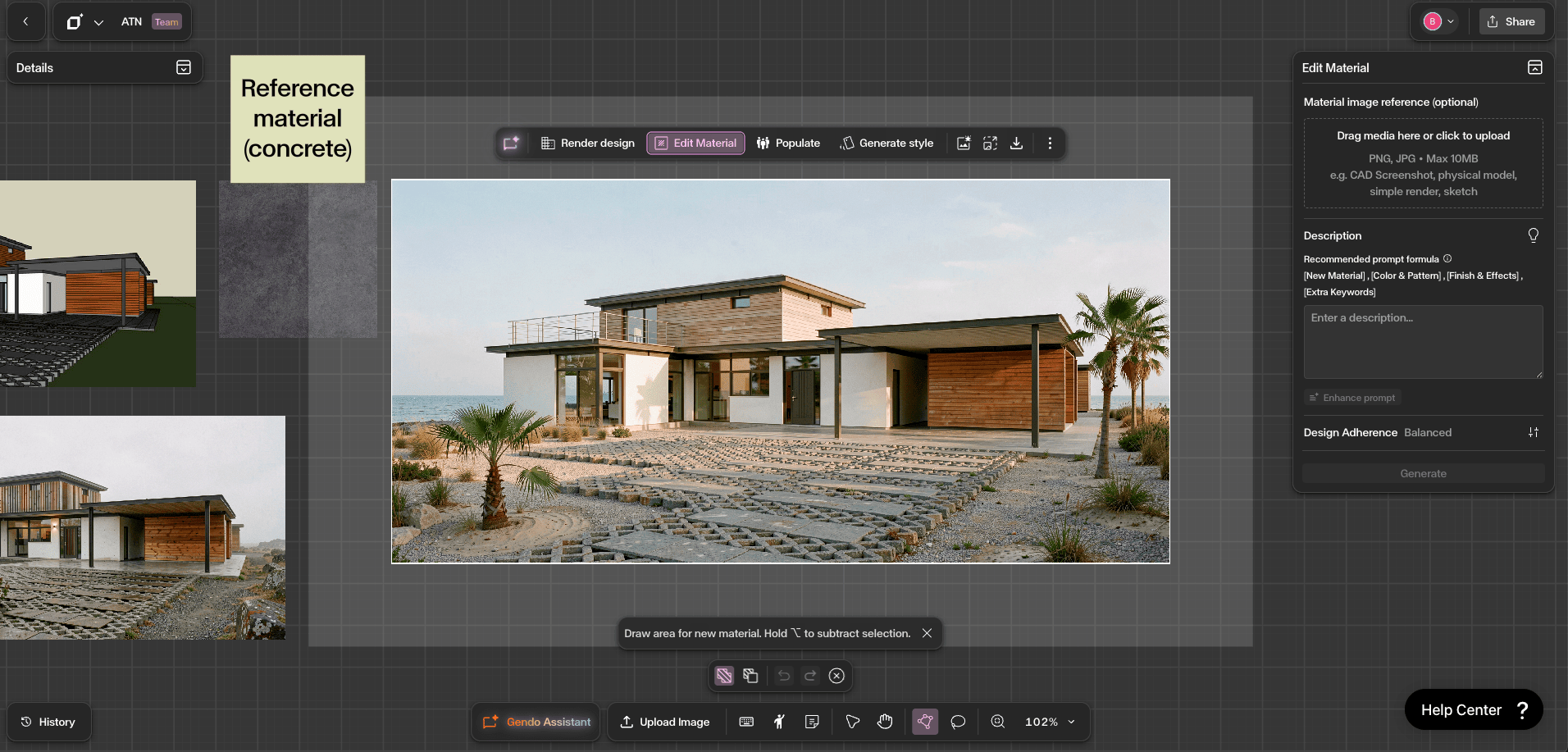 Select the image and open the Material panel