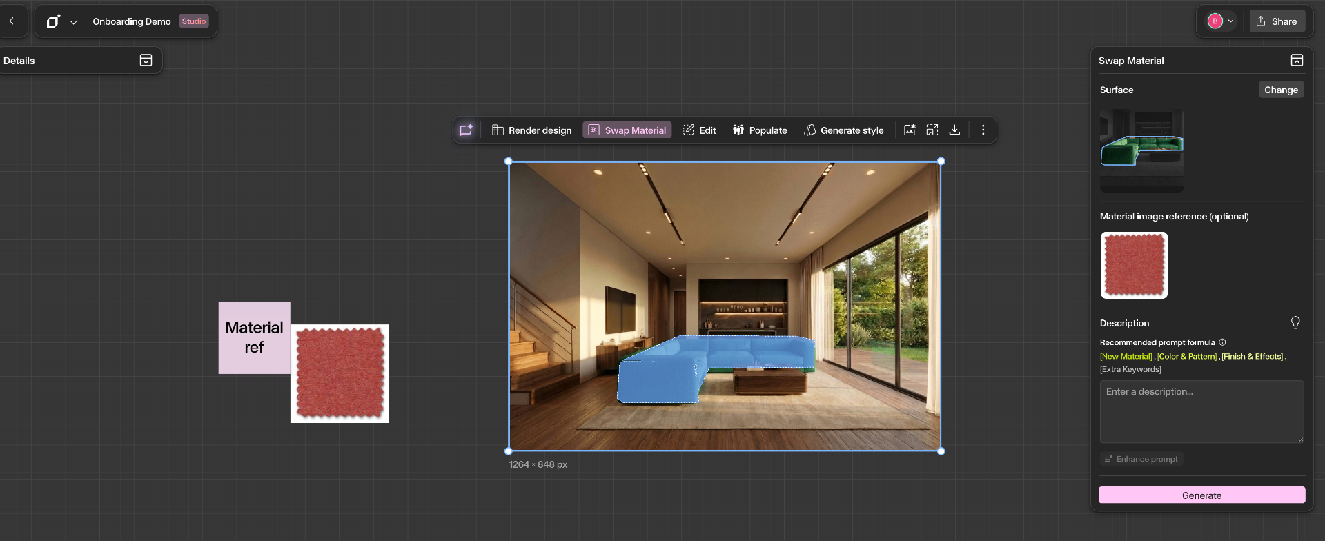 Add a reference material and describe the new finish