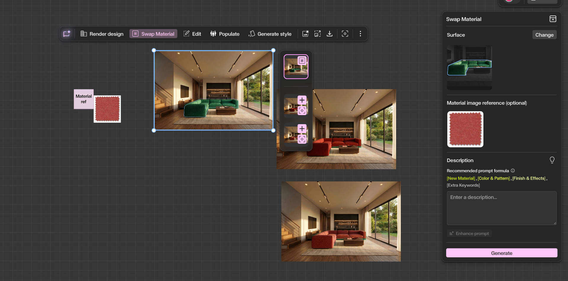 Generate, review, and add to the canvas