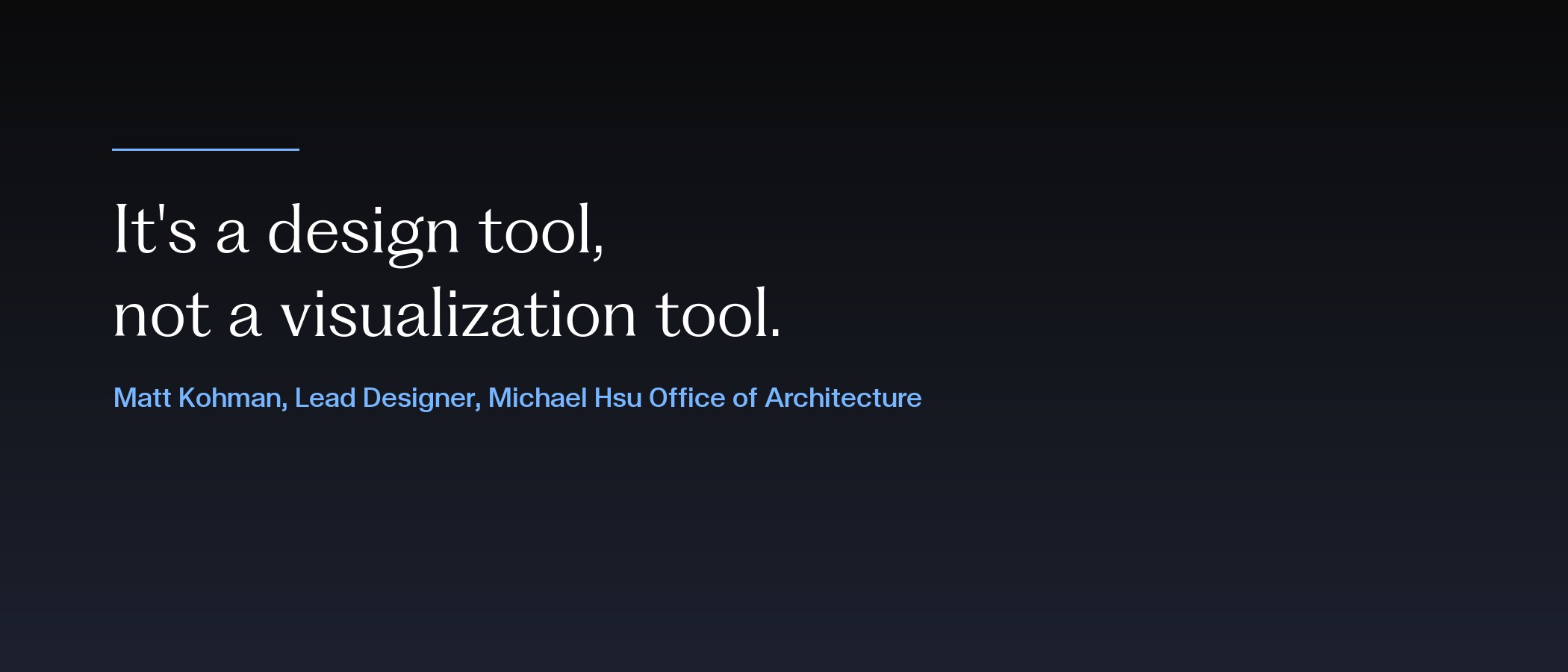 Michael Hsu Office of Architecture project rendered with Gendo